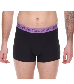 Unterwäsche|Boxershorts*Kappa 10er Pack Herren Boxershorts mit Marken Schriftzug und Logo Unterhose 351K1JW Schwarz/Lime oder Schwarz/Violett