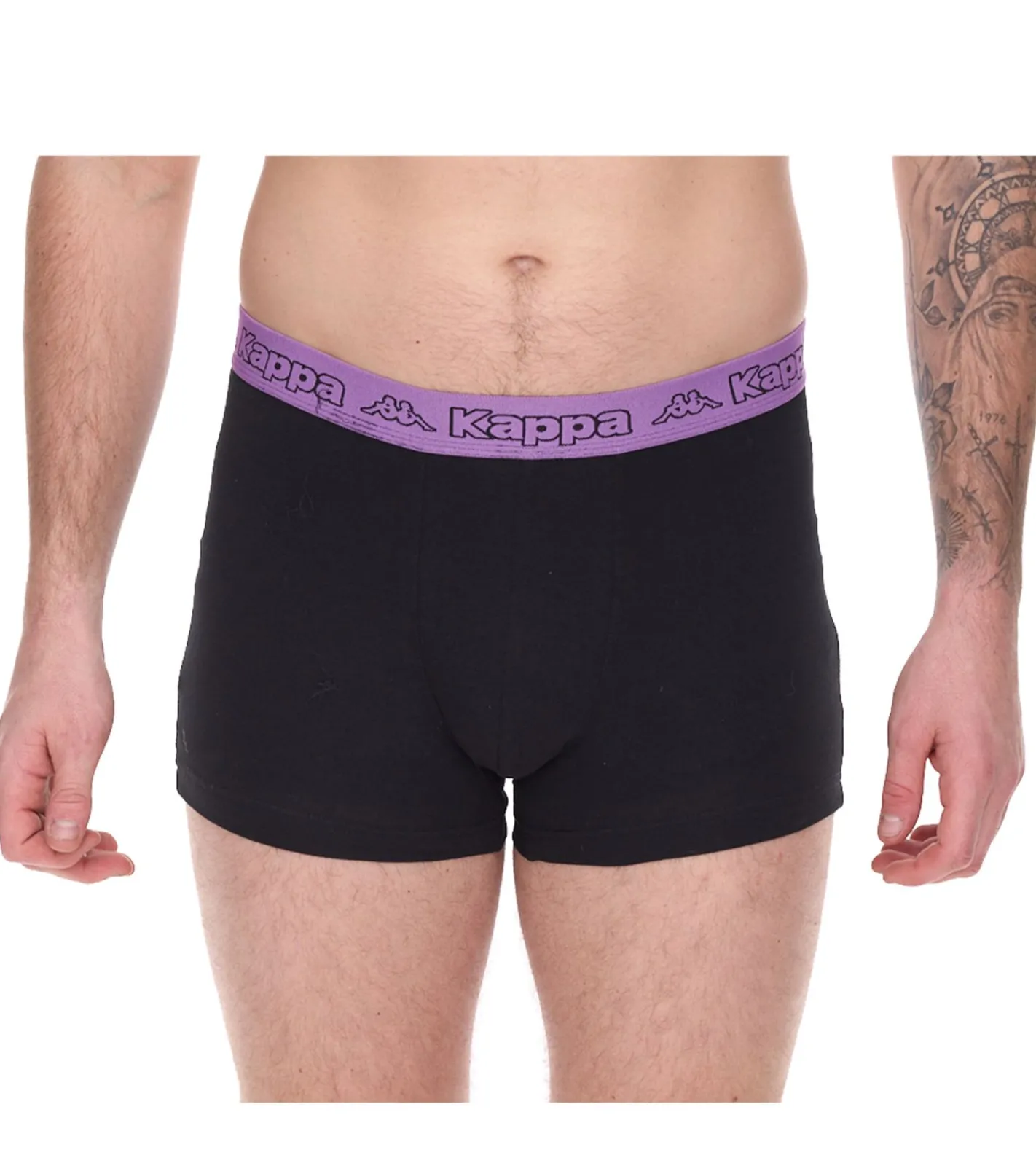 Unterwäsche|Boxershorts*Kappa 10er Pack Herren Boxershorts mit Marken Schriftzug und Logo Unterhose 351K1JW Schwarz/Lime oder Schwarz/Violett