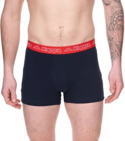 Unterwäsche|Boxershorts*Kappa 2er Pack Herren Boxershorts mit Marken Schriftzug und Logo Unterhose 351L1JW ADL Schwarz/Blau/Rot