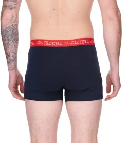 Unterwäsche|Boxershorts*Kappa 2er Pack Herren Boxershorts mit Marken Schriftzug und Logo Unterhose 351L1JW ADL Schwarz/Blau/Rot