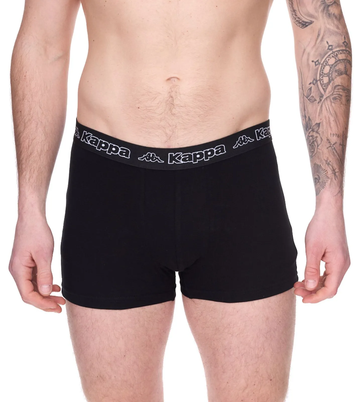 Unterwäsche|Boxershorts*Kappa 2er Pack Herren Boxershorts mit Marken Schriftzug und Logo Unterhose 351K1JW A80 Schwarz/Hellgrau