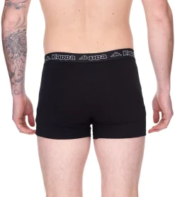Unterwäsche|Boxershorts*Kappa 2er Pack Herren Boxershorts mit Marken Schriftzug und Logo Unterhose 351K1JW A80 Schwarz/Hellgrau