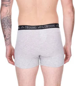 Unterwäsche|Boxershorts*Kappa 2er Pack Herren Boxershorts mit Marken Schriftzug und Logo Unterhose 351K1JW A80 Schwarz/Hellgrau