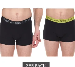 Unterwäsche|Boxershorts*Kappa 2er Pack Herren Boxershorts mit Marken Schriftzug und Logo Unterhose 351K1JW Schwarz/Lime oder Schwarz/Violett