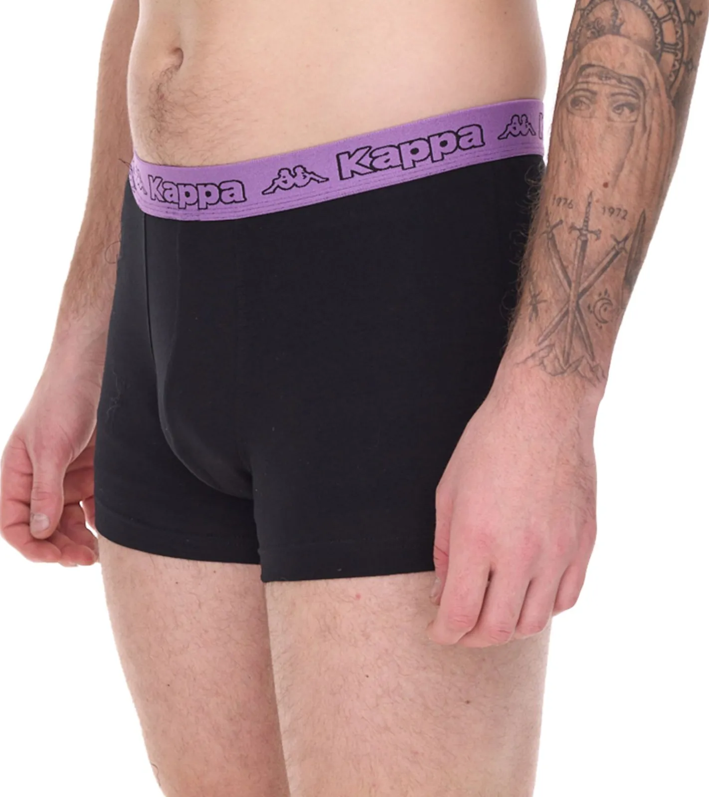 Unterwäsche|Boxershorts*Kappa 2er Pack Herren Boxershorts mit Marken Schriftzug und Logo Unterhose 351K1JW ADM Schwarz/Violett