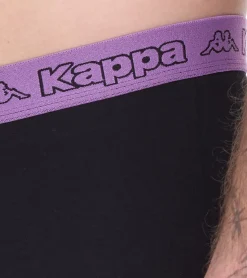 Unterwäsche|Boxershorts*Kappa 2er Pack Herren Boxershorts mit Marken Schriftzug und Logo Unterhose 351K1JW ADM Schwarz/Violett