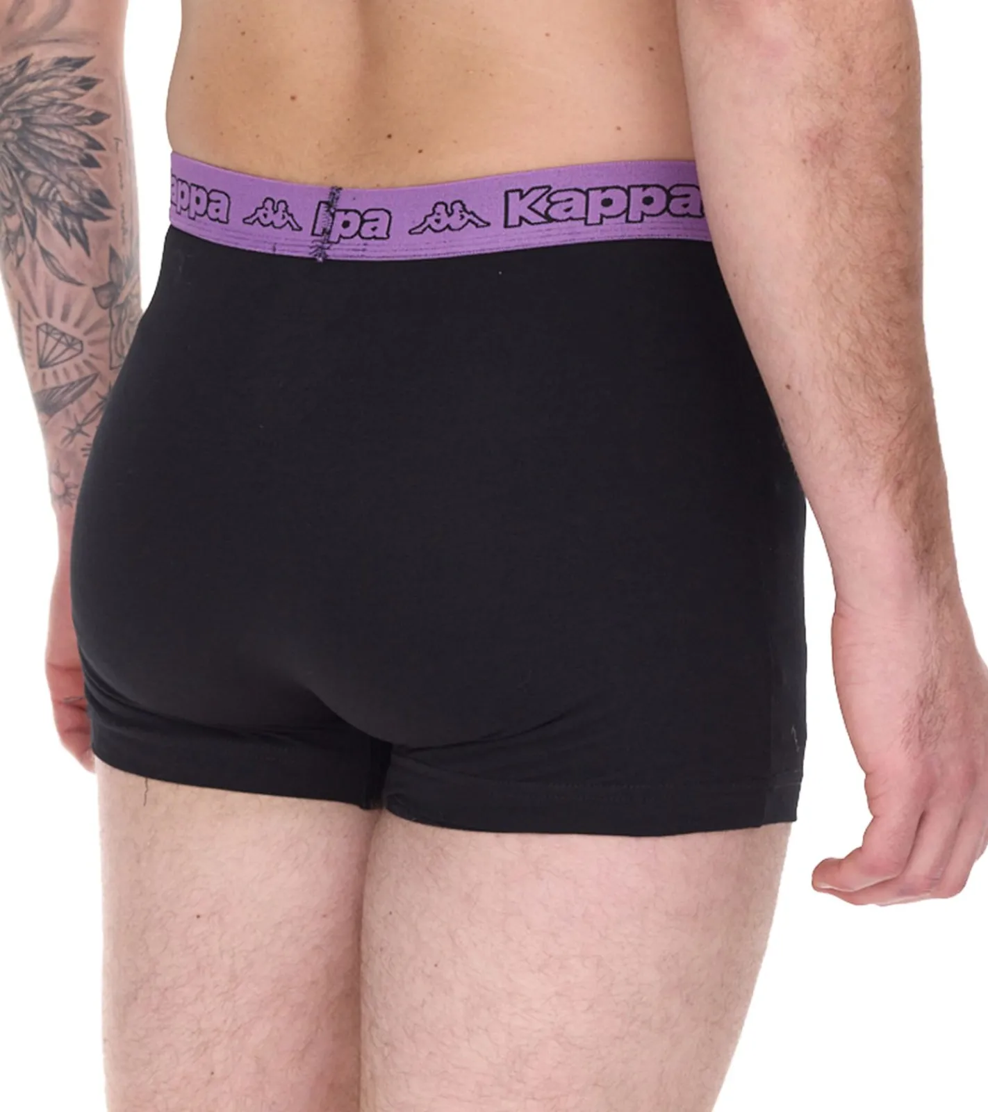 Unterwäsche|Boxershorts*Kappa 2er Pack Herren Boxershorts mit Marken Schriftzug und Logo Unterhose 351K1JW ADM Schwarz/Violett