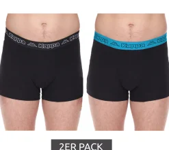 Unterwäsche|Boxershorts*Kappa 2er Pack Herren Boxershorts mit Marken Schriftzug und Logo Unterhose 351K1JW ADN Schwarz/Blau