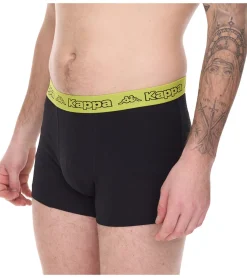 Unterwäsche|Boxershorts*Kappa 20er Pack Herren Boxershorts mit Marken Schriftzug und Logo Unterhose 351K1JW Schwarz/Lime oder Schwarz/Violett