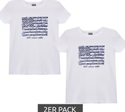 T-Shirts & Tank Tops*KIDSWORLD 2er Pack Kinder T-Shirt für Mädchen mit Front-Print Sommer-Shirt 56819715 Weiß