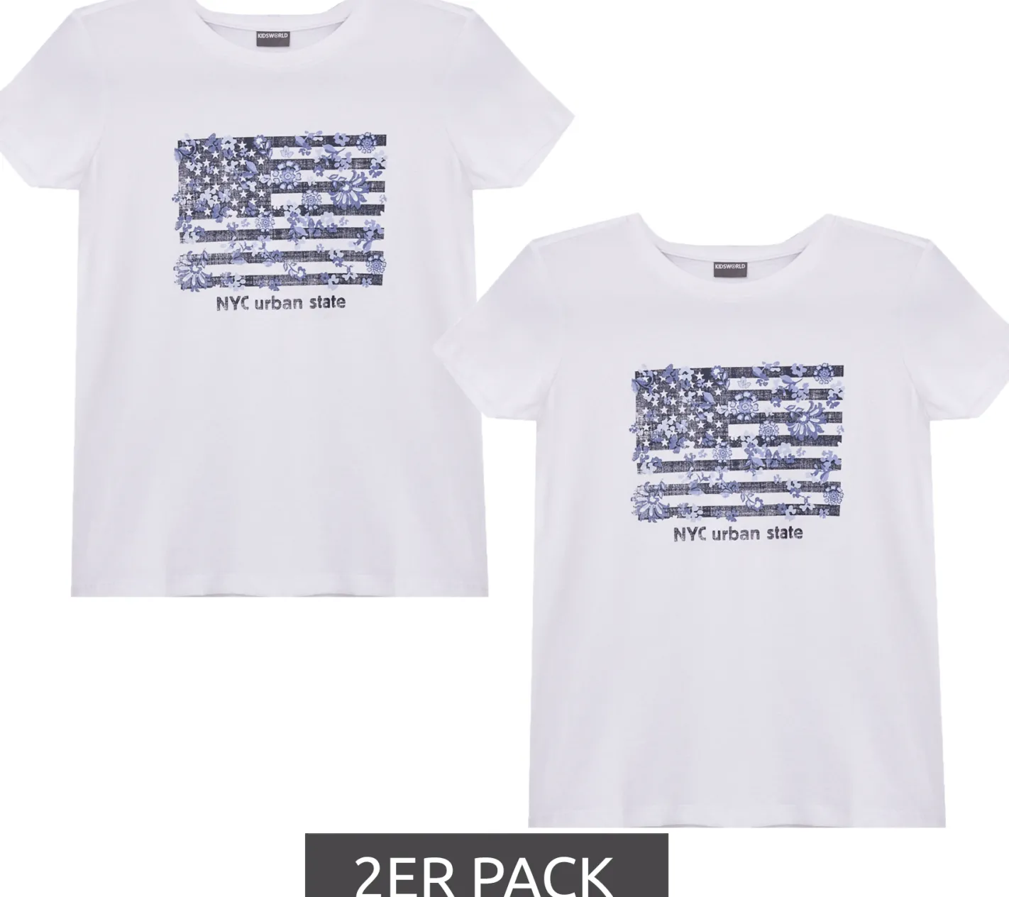 T-Shirts & Tank Tops*KIDSWORLD 2er Pack Kinder T-Shirt für Mädchen mit Front-Print Sommer-Shirt 56819715 Weiß