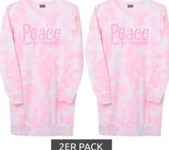 Kleider & Röcke*KIDSWORLD 2er Pack Mädchen Pullover-Kleid mit Allover-Batik-Print Sweat-Kleid 55037912 Rosa/Weiß
