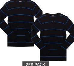 Pullover & Sweater*KIDSWORLD 2er Pack Pullover weicher Kinder Strick-Pulli mit Streifen im Sparpack 24014735 Schwarz/Blau