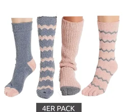 Strümpfe & Socken|Kinder-Unterwäsche*O46bpx 4er Pack Kinder Kuschel-Socken warme Winter-Strümpfe Freizeit-Strümpfe Thermosocken 925306 Rosa/Grau