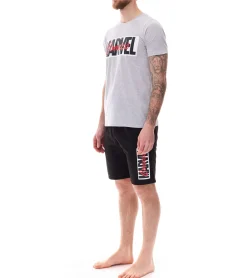 Nachtwäsche & Bademode*MARVEL 3er Pack Herren Pyjama-Set mit -Motiv Sommer-Pyjama kurzer Schlafanzug Homewear Grau/Schwarz