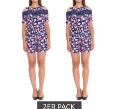 Jumpsuits*melrose 2er Pack Jumpsuit ansprechender Damen Overall im Blumen-Muster 25315223 Blau/Bunt