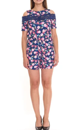 Jumpsuits*melrose 2er Pack Jumpsuit ansprechender Damen Overall im Blumen-Muster 25315223 Blau/Bunt