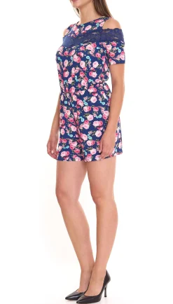 Jumpsuits*melrose 2er Pack Jumpsuit ansprechender Damen Overall im Blumen-Muster 25315223 Blau/Bunt