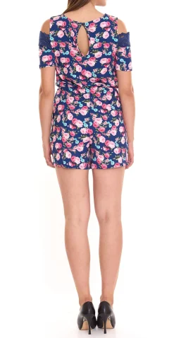 Jumpsuits*melrose 2er Pack Jumpsuit ansprechender Damen Overall im Blumen-Muster 25315223 Blau/Bunt