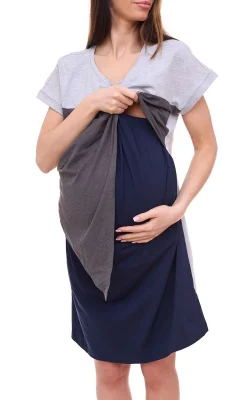 Kleider*neun 9 monate 2er Pack Damen Umstands-Kleid asymetrisches Schwangerschafts-Kleid 32879759 Grau/Blau