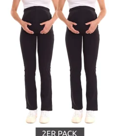 Hosen & Jeans*neun 9 monate 2er Pack Damen Umstands-Leggings bequeme Schwangerschafts-Hose im Sparpack Umstandsmode 73414137 Schwarz