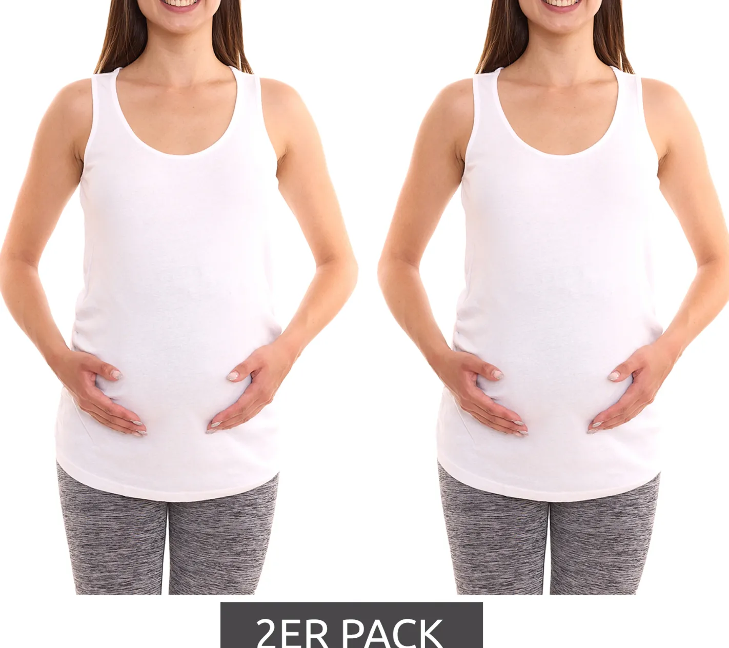 Tops & T-Shirts*neun 9 monate 2er Pack Damen Sommer-Top schlichtes Schwangerschafts-Shirt Umstandsmode 65642053 Weiß