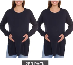 Sweater & Pullover*neun 9 monate 2er Pack Damen Strickpullover Umstandsmode Schwangerschafts-Pulli 24659305 Dunkelblau