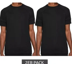 Sportoberbekleidung|Ballsport*NIKE 2er Pack Academy 21 Herren nachhaltiges Trainings-Shirt mit DRI-FIT-Technologie Sport-Shirt Kurzarm-Shirt CW6101-011 Schwarz