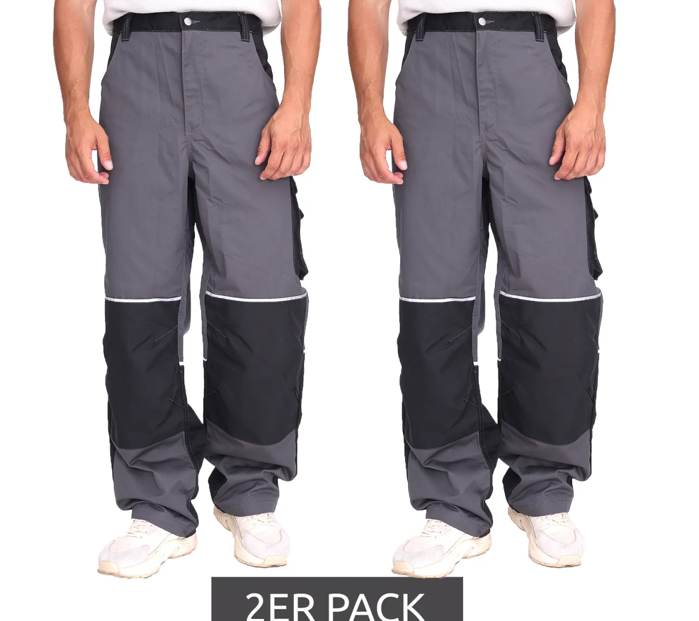 Jeans & Hosen*NORTHERN COUNTRY 2er Pack Herren Arbeits-Hose mit Knie-Verstärkung Berufsbekleidung Heimwerker-Hose 60380202 Grau/Schwarz