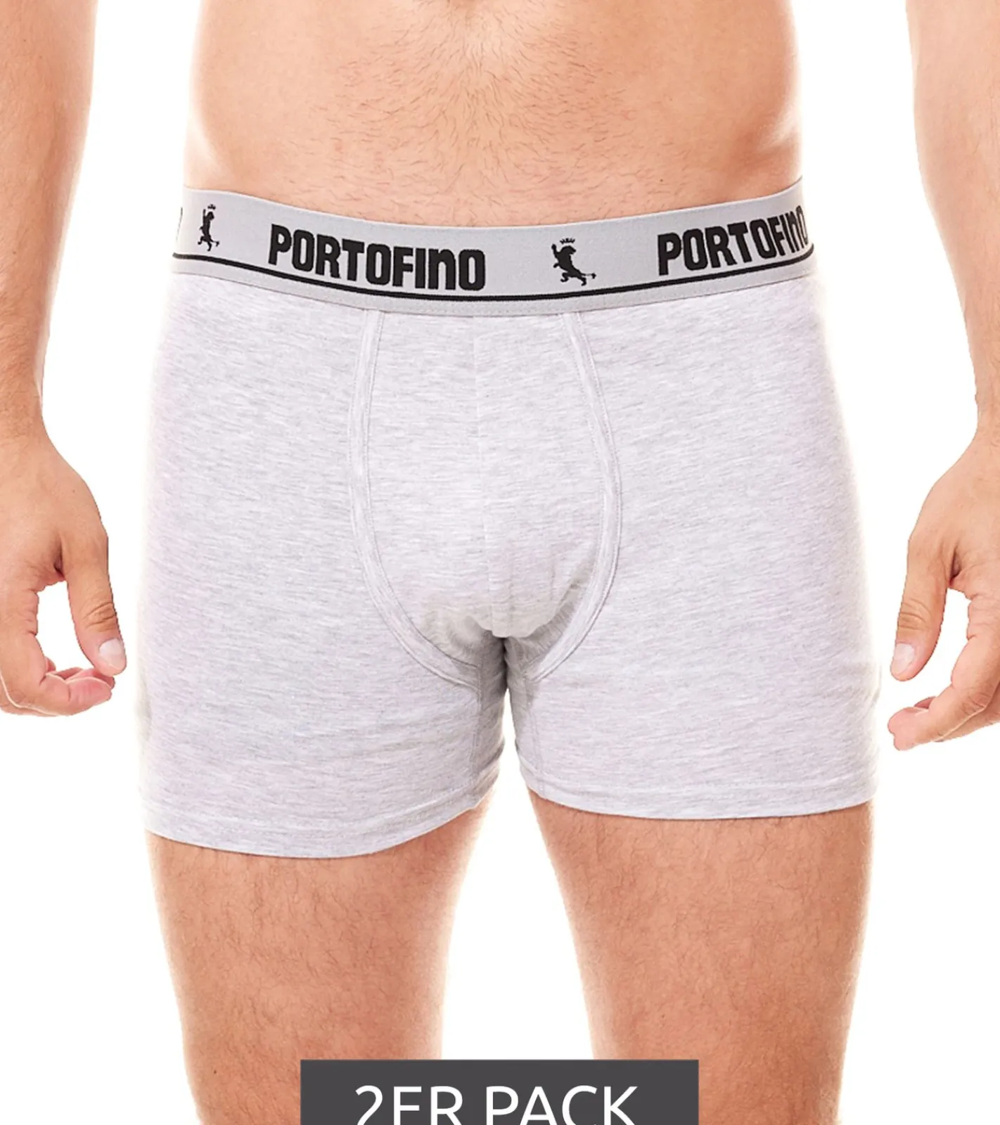 Unterwäsche|Boxershorts*PORTOFINO 2er Pack Herren Boxershorts bequeme Unterwäsche PF100-001 Grau meliert