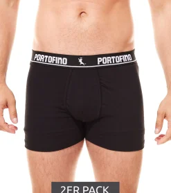 Unterwäsche|Boxershorts*PORTOFINO 2er Pack Herren Unterwäsche komfortable Boxershorts PF100-002 Schwarz