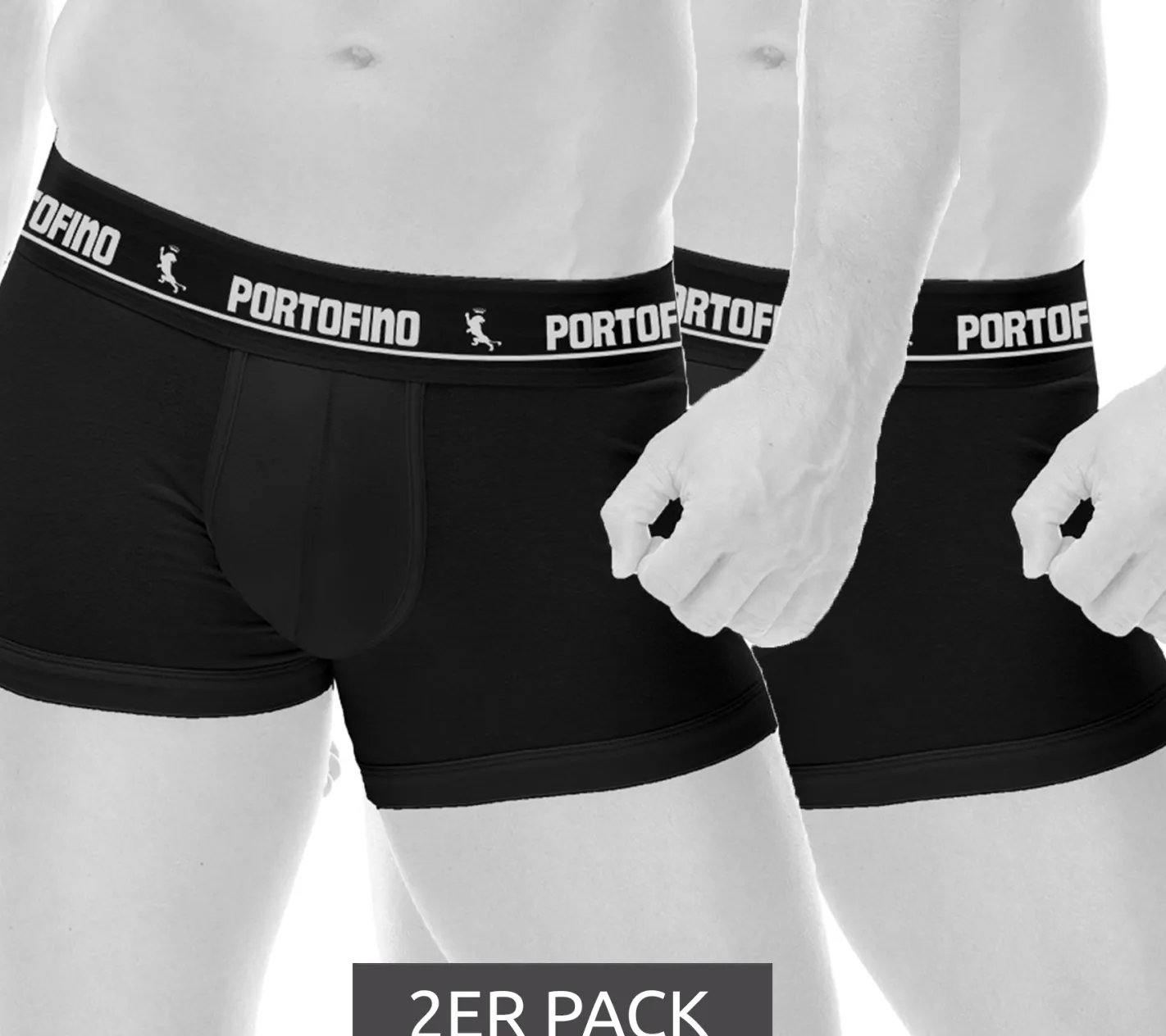 Unterwäsche|Boxershorts*PORTOFINO 2er Pack Herren Unterwäsche komfortable Boxershorts PF100-002 Schwarz