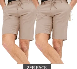 Shorts & Bermudas*O46bpx 2er Pack praktische Herren Chino-Bermuda aus Leinen Sommer-Hose Stoff-Shorts 947032 Beige