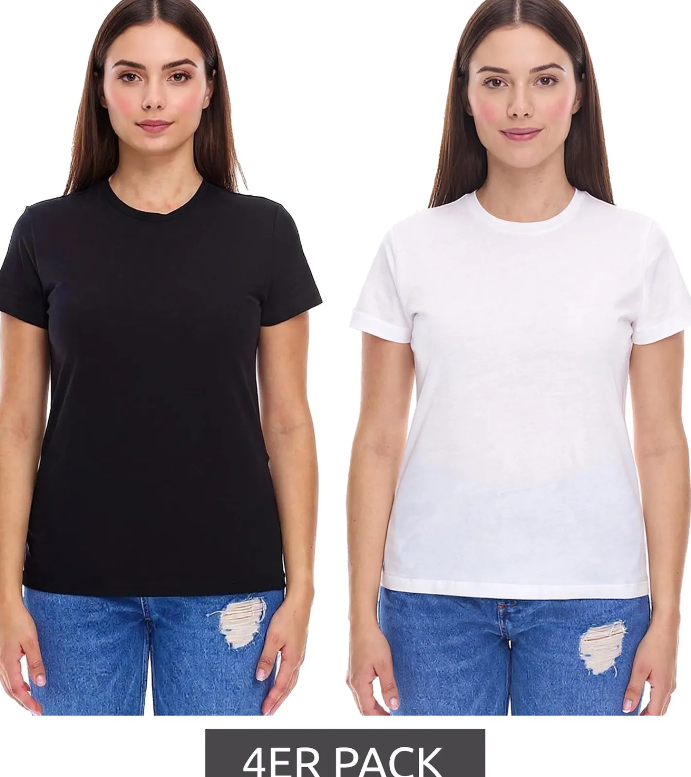 Fitnessmode & Jogginghosen|Tops & T-Shirts*PUMA 4er Pack Blank Base Damen T-Shirt nachhaltiges Baumwoll-Shirt Sport-Shirt Fitness-Shirt 678258 Schwarz oder Weiß