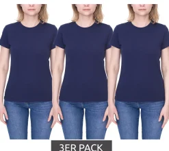 Tops & T-Shirts*PUMA 6er Pack Damen Baumwoll-Shirt T-Shirts Rundhals-Shirt Basic-Shirt 780027 05 Navy