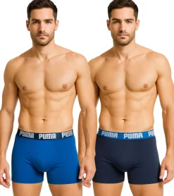 Unterwäsche|Boxershorts*PUMA 2er Pack Everyday Basic Boxer Herren Boxer-Shorts Baumwoll-Unterhose 521015001 Blau oder Schwarz/Grau