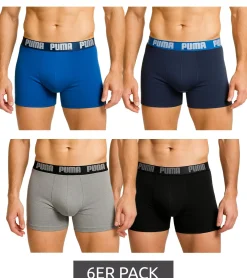Unterwäsche|Boxershorts*PUMA 6er Pack Everyday Basic Boxer Herren Boxer-Shorts Baumwoll-Unterhose 521015001 Blau oder Schwarz/Grau