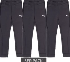 Jogginghosen & Fitnessmode*PUMA 3er Pack Jogginghose für Jungen und Mädchen Baumwoll-Jogger Sport-Hose Fitness-Hose Homewear 580732 04 Dunkelgrau/Schwarz