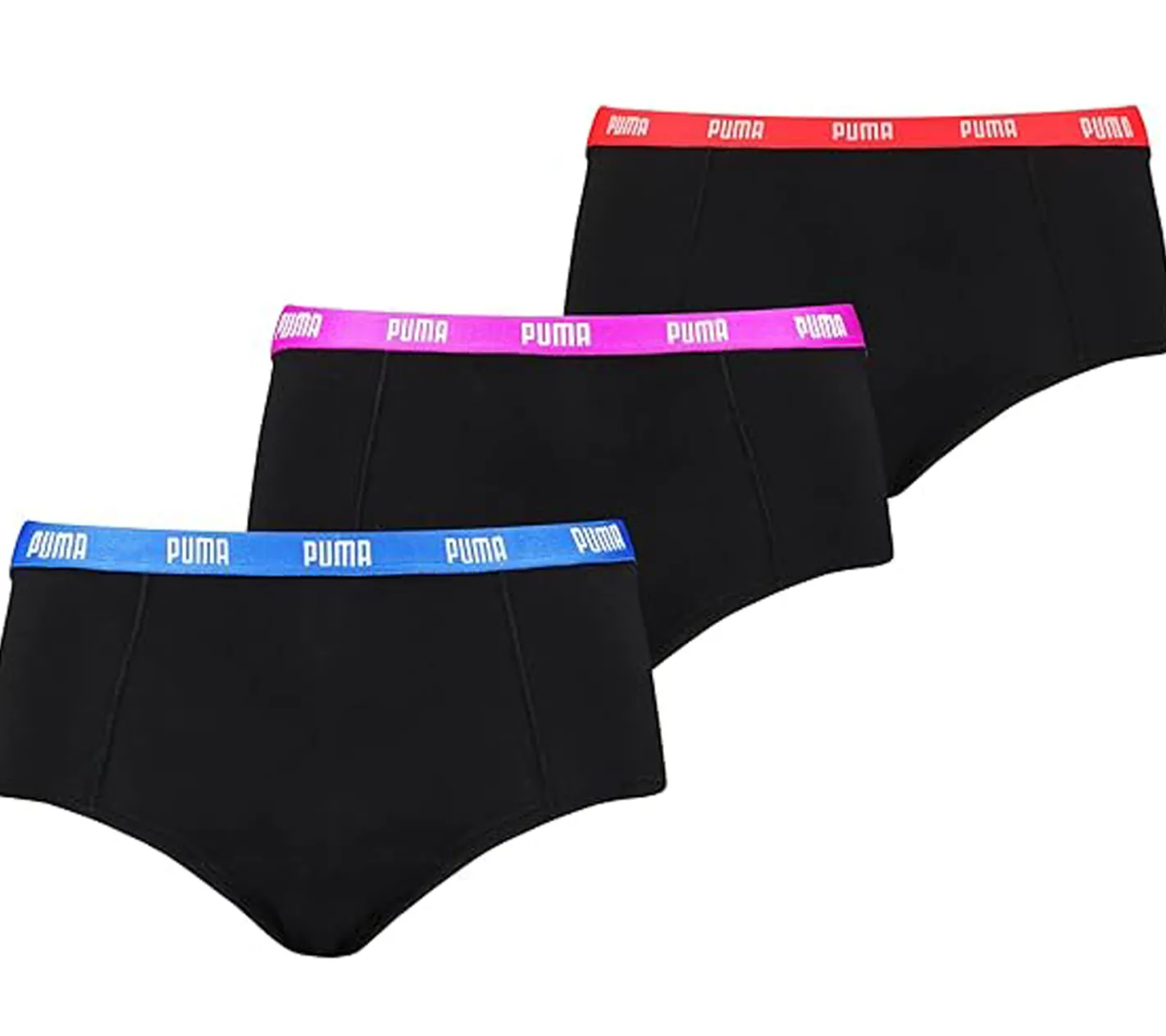 Unterwäsche|Socken & Unterwäsche*PUMA 3er Pack Panties Damen Slips Unterwäsche-Set Baumwoll-Slips 701224756 001 Schwarz