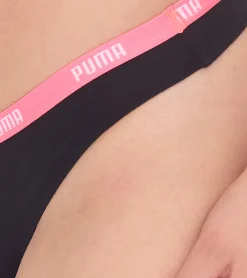 Unterwäsche|Socken & Unterwäsche*PUMA 6er Pack String-Tanga Damen Slips Unterwäsche-Set Baumwoll-Slips 701224757 001 Schwarz