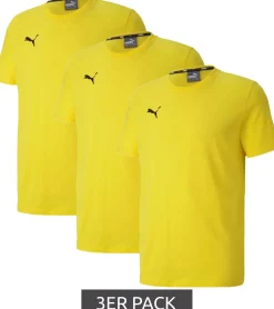 T-Shirts & Tank Tops*PUMA 3er Pack TeamGoal 23 Casual Kinder Sport-Shirt für Jungen & Mädchen Baumwoll T-Shirt mit Logo-Stickerei 656709 07 Gelb