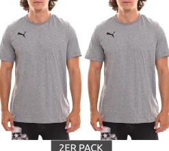 T-Shirts & Tank Tops*PUMA 2er Pack TeamGoal 23 Casual Herren T-Shirt mit Logo-Stickerei Baumwoll-Shirt Fußball 656578 Grau, oder Grün Gelb
