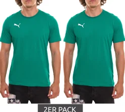 T-Shirts & Tank Tops*PUMA 2er Pack TeamGoal 23 Casual Herren T-Shirt mit Logo-Stickerei Baumwoll-Shirt Fußball 656578 Grau, oder Grün Gelb