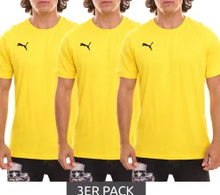 T-Shirts & Tank Tops*PUMA 3er Pack TeamGOAL 23 Casual Herren Baumwoll-Shirt mit Logo-Stickerei schlichtes T-Shirts 656578 07 Gelb