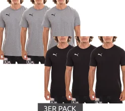 T-Shirts & Tank Tops*PUMA 3er Pack TeamGOAL 23 Casual Herren Baumwoll-Shirt mit Logo-Stickerei schlichtes T-Shirts 656578 oder Grau Schwarz