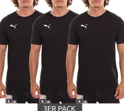 T-Shirts & Tank Tops*PUMA 3er Pack TeamGOAL 23 Casual Herren Baumwoll-Shirt mit Logo-Stickerei schlichtes T-Shirts 656578 oder Grau Schwarz