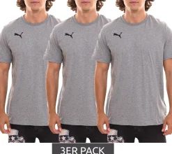 T-Shirts & Tank Tops*PUMA 3er Pack TeamGOAL 23 Casual Herren Baumwoll-Shirt mit Logo-Stickerei schlichtes T-Shirts 656578 oder Grau Schwarz