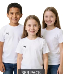 T-Shirts & Tank Tops*PUMA 3er Pack TeamGoal 23 Casual Kinder Sport-Shirt für Jungen & Mädchen Baumwoll T-Shirt mit Logo-Stickerei 656709 04 Weiß