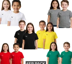 T-Shirts & Tank Tops*PUMA 6er Pack TeamGoal 23 Jungen & Mädchen Sport-Shirt Baumwoll-Shirt mit Logo-Patch T-Shirt 656709 in Grün, Schwarz, Grau, Gelb, Rot oder Weiß