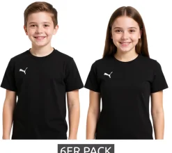 T-Shirts & Tank Tops*PUMA 6er Pack TeamGoal 23 Jungen & Mädchen Sport-Shirt Baumwoll-Shirt mit Logo-Patch T-Shirt 656709 in Grün, Schwarz, Grau, Gelb, Rot oder Weiß